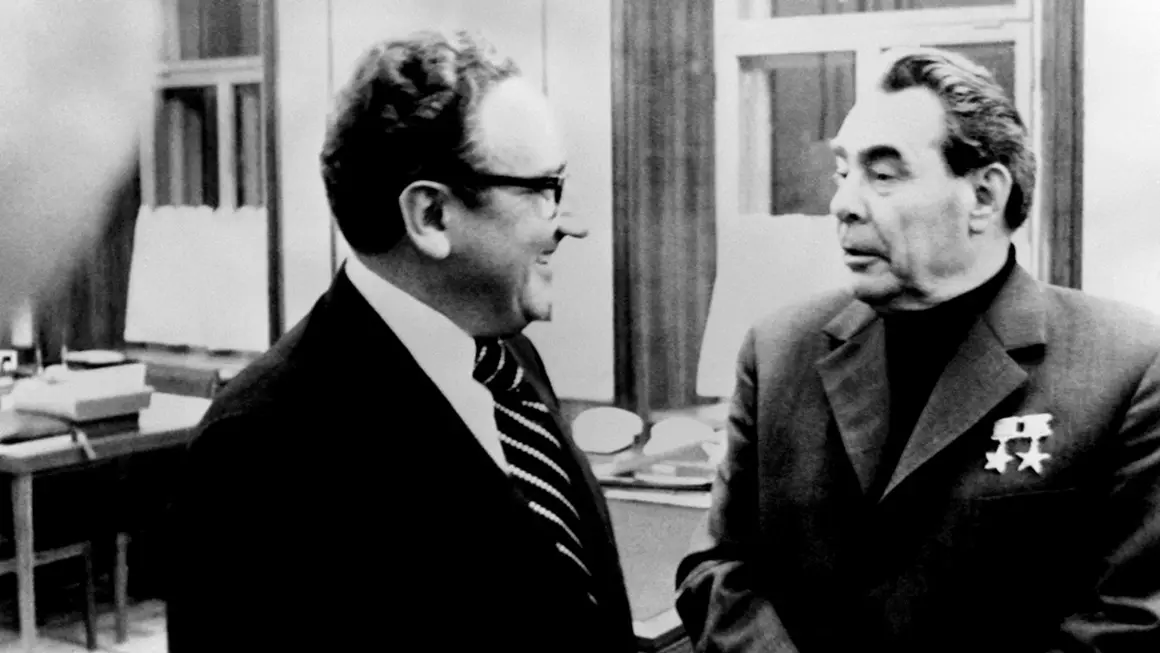 (FILES) US Secretary of State Henry Kissinger (L) meets with the USSR's Communist Party general Secretary Leonid Brezhnev on October 21, 1973 in Moscow. Former US secretary of state Henry Kissinger, a key figure of American diplomacy in the post-World War II era, died November 29, 2023 at the age of 100, his association said. (Photo by TASS / AFP)
