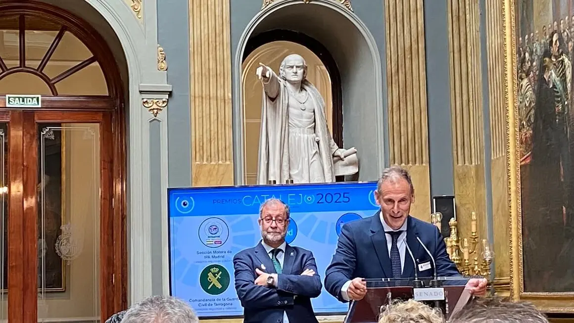 Imagen del discurso de agradecimiento de Germán Arteta, director de la Fundación Celta de Vigo - PHOTO/ATALAYAR