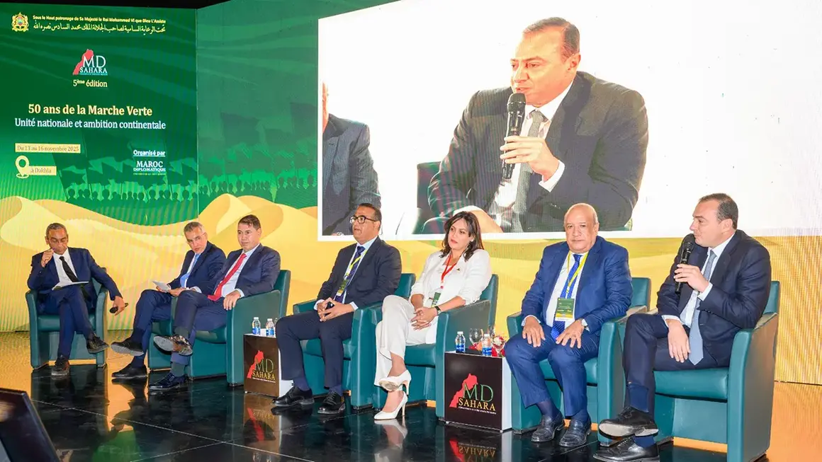 Ali Sedikki, director general de la Agencia Marroqu&iacute; para el Desarrollo de las Inversiones y las Exportaciones (AMDIE), durante su intervenci&oacute;n en el Foro MD Sahara celebrado en Dajla, Marruecos