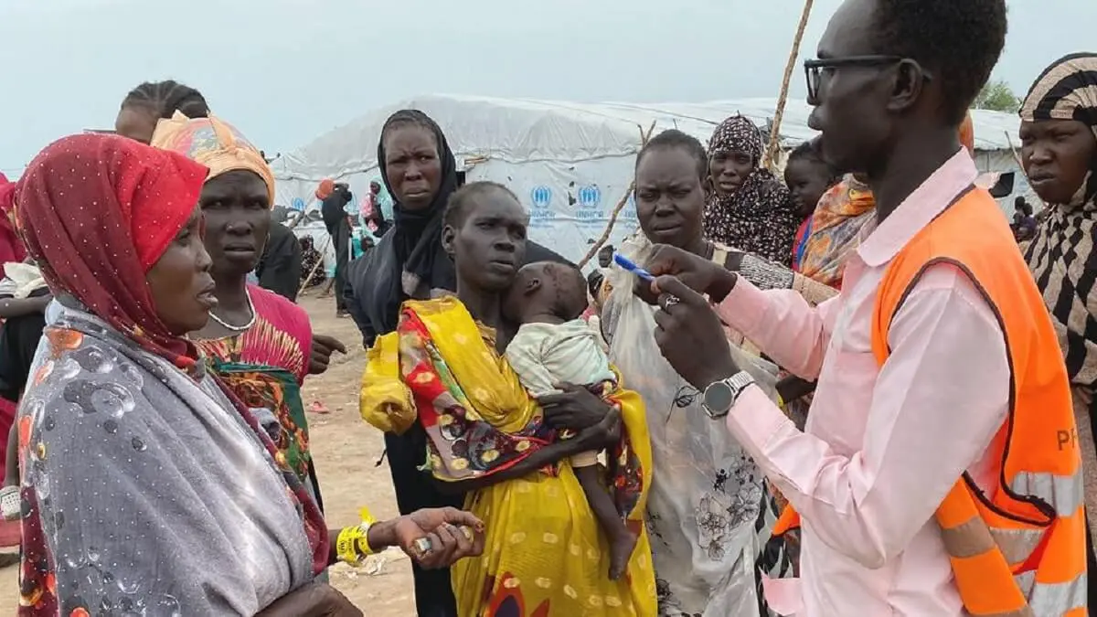 © OCHA/Iramaku Vundru Wilfred - Desplazados que huyen de la crisis en Sudán llegan a Renk, Sudán del Sur