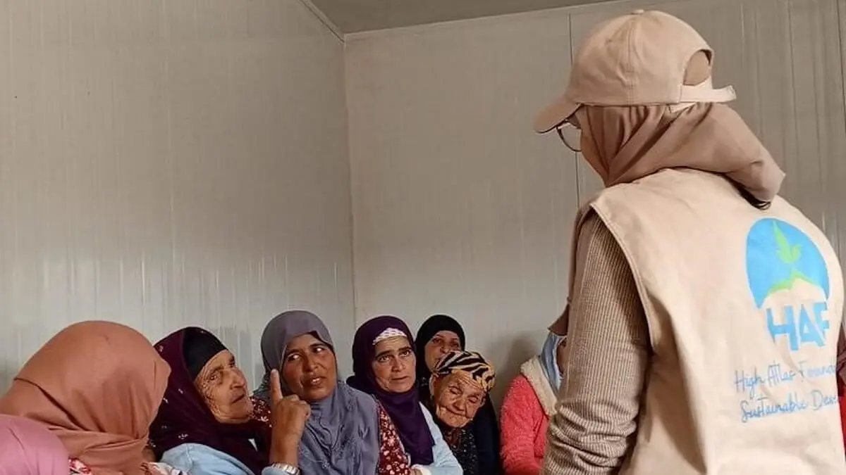 Sesión de empoderamiento psicosocial facilitada por la Fundación Alto Atlas en la provincia de Al-Haouz - PHOTO/HAF/febrero de 2024)