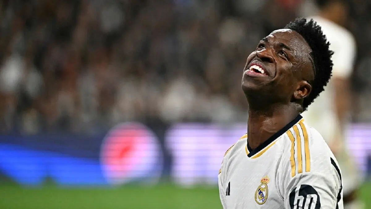 Vinicius Junior durante el partido entre el Real Madrid CF y el RB Leipzig en el estadio Santiago Bernabéu de Madrid el 6 de marzo de 2024 – PHOTO/JAVIER SORIANO/AFP
