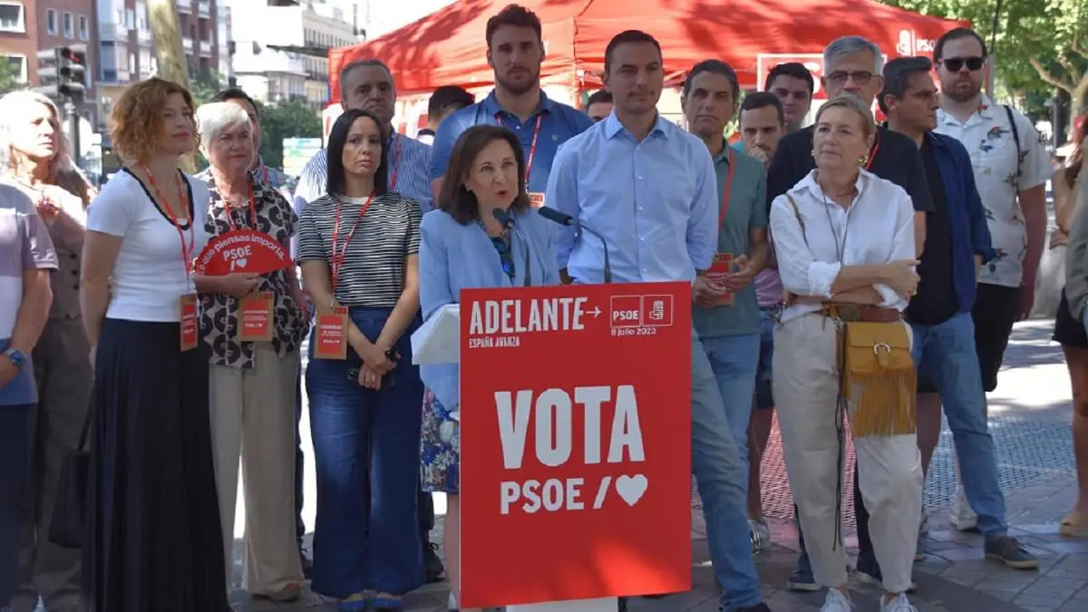 Margarita Robles no está afiliada del PSOE, pero participó en la campaña de las elecciones generales de julio de 2023 al estar en la lista de candidatos a diputados por Madrid -&nbsp;PHOTO/PSOE