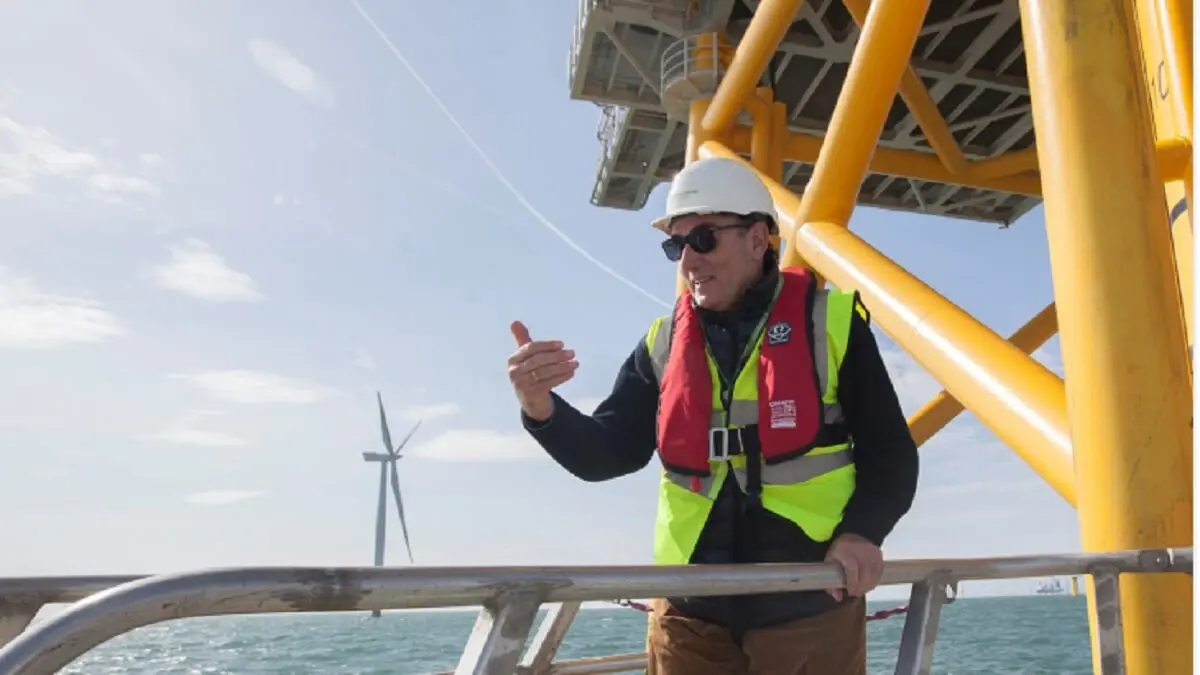 Ignacio Galán, presidente de Iberdrola, fotografiado en un parque eólico marino del Grupo