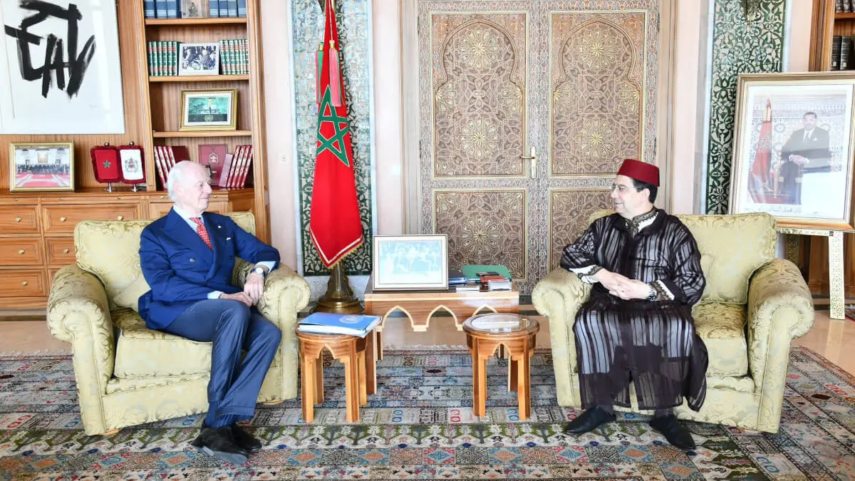 El enviado especial de Naciones Unidas para el Sáhara Occidental, Staffan de Mistura, se ha reunido con el ministro marroquí de Asuntos Exteriores, Nasser Bourita - PHOTO/X/@MarocDiplomatie