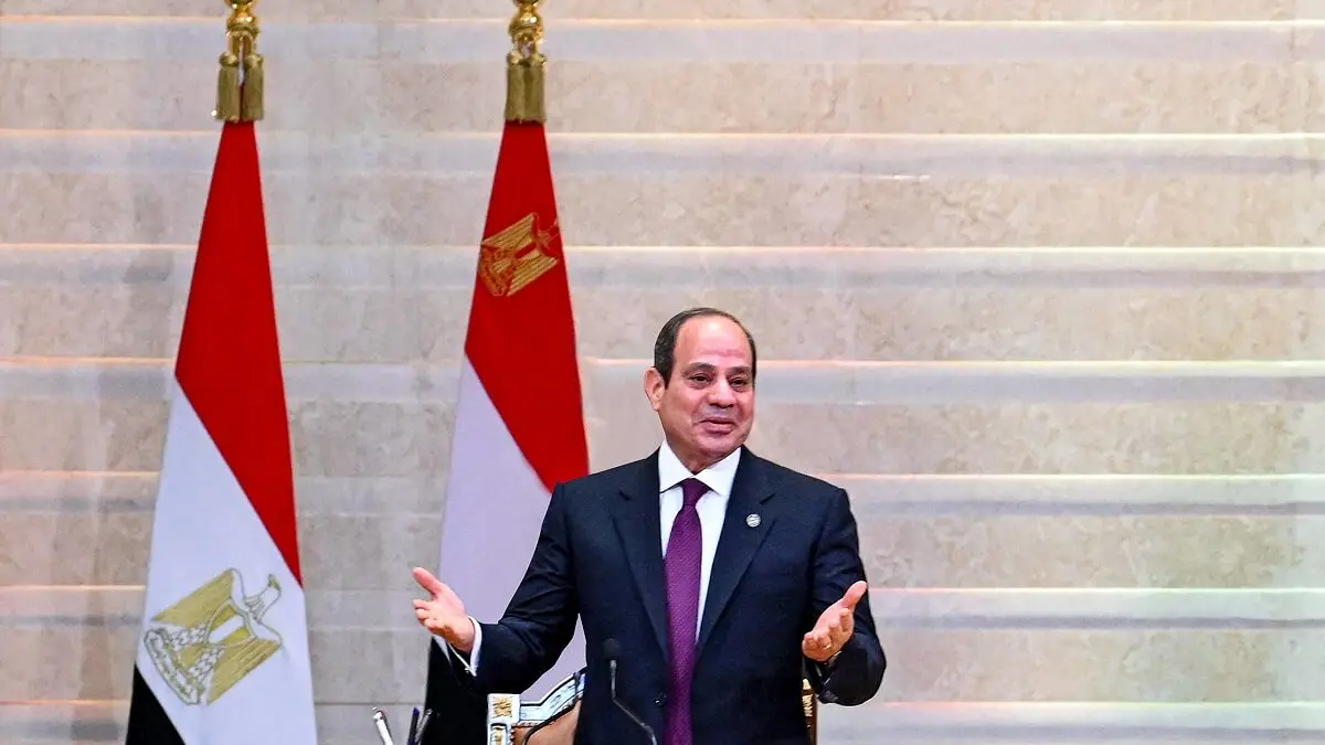El presidente de Egipto, Abdel Fattah al-Sisi, hablando ante el Parlamento durante su toma de posesión para un tercer mandato presidencial, el 2 de abril de 2024 - <strong>Fotografía de la Presidencia egipcia / AFP</strong>