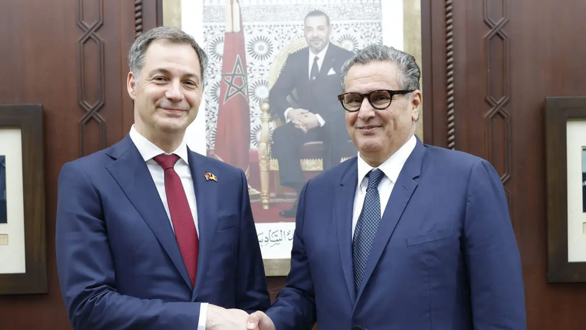 El primer ministro de Bélgica, Alexander De Croo, y el primer ministro de Marruecos, Aziz Akhannouch
