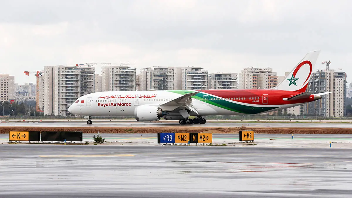 Un avión Boeing 787-9 Dreamliner de Royal Air Maroc (RAM) aterriza en el aeropuerto Ben Gurion de Israel en Lod - AFP/ JACK GUEZ