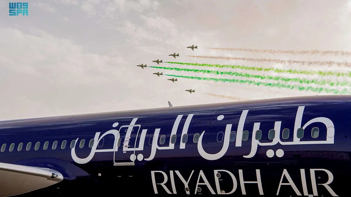 Un Boeing 878-9 Dreamliner, de la aerolínea saudí Riyadh Airs, llega al Aeropuerto Internacional Rey Khalid en Riad, Arabia Saudí, el 12 de junio de 2023 - PHOTO/AGENCIA DE PRENSA SAUDITA vía REUTERS
