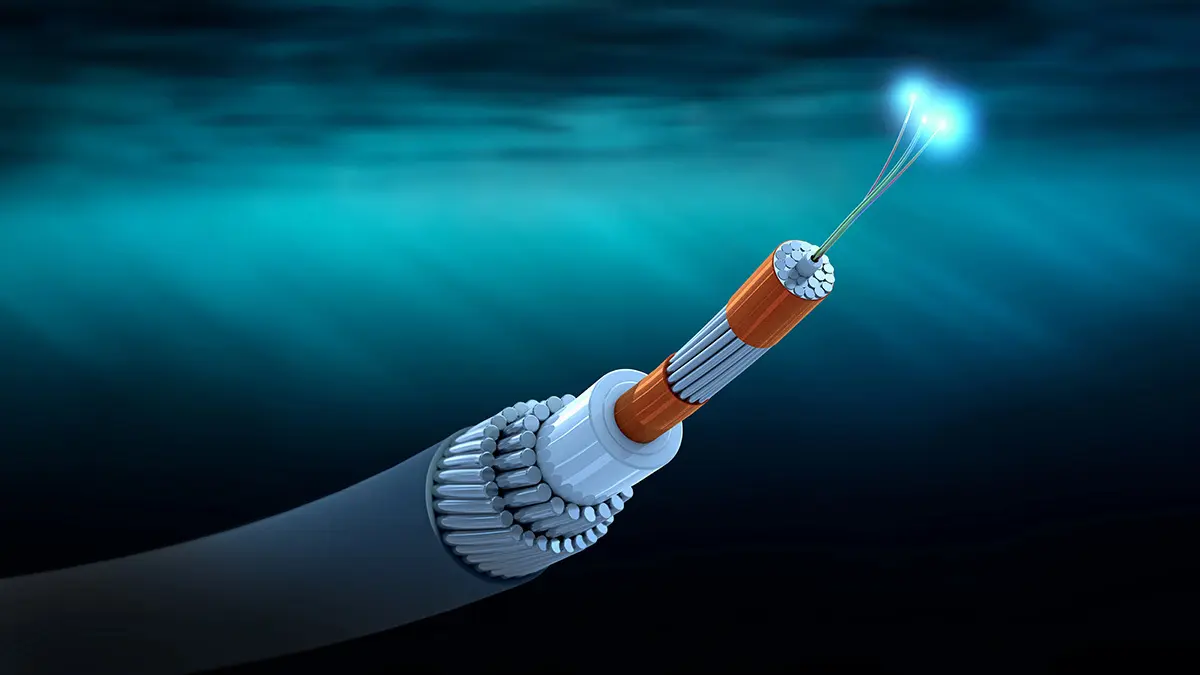 Sección transversal de un cable submarino de comunicaciones - Ilustración 3d - <a href="https://depositphotos.com/es/?/">Depositphotos</a>
