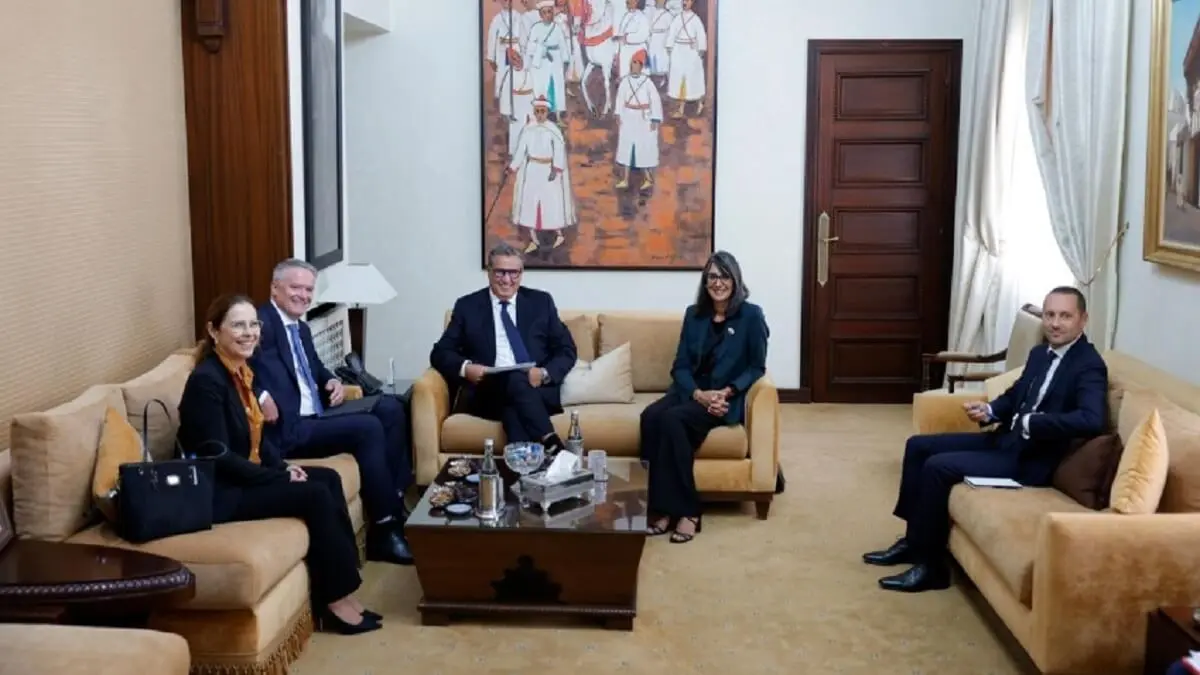 Encuentro entre Aziz Akhannouch, Mathias Cormann y Nadia Fettah – PHOTO/OFICINA DEL JEFE DEL GOBIERNO DE MARRUECOS