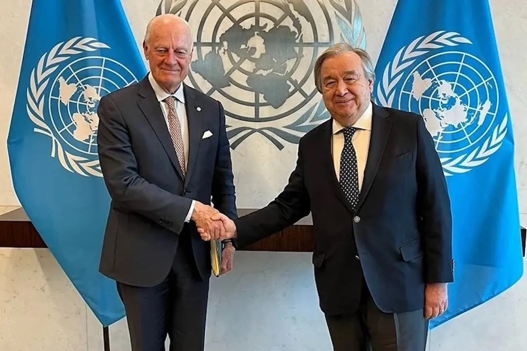 Antonio Guterres y Stefan de Mistura