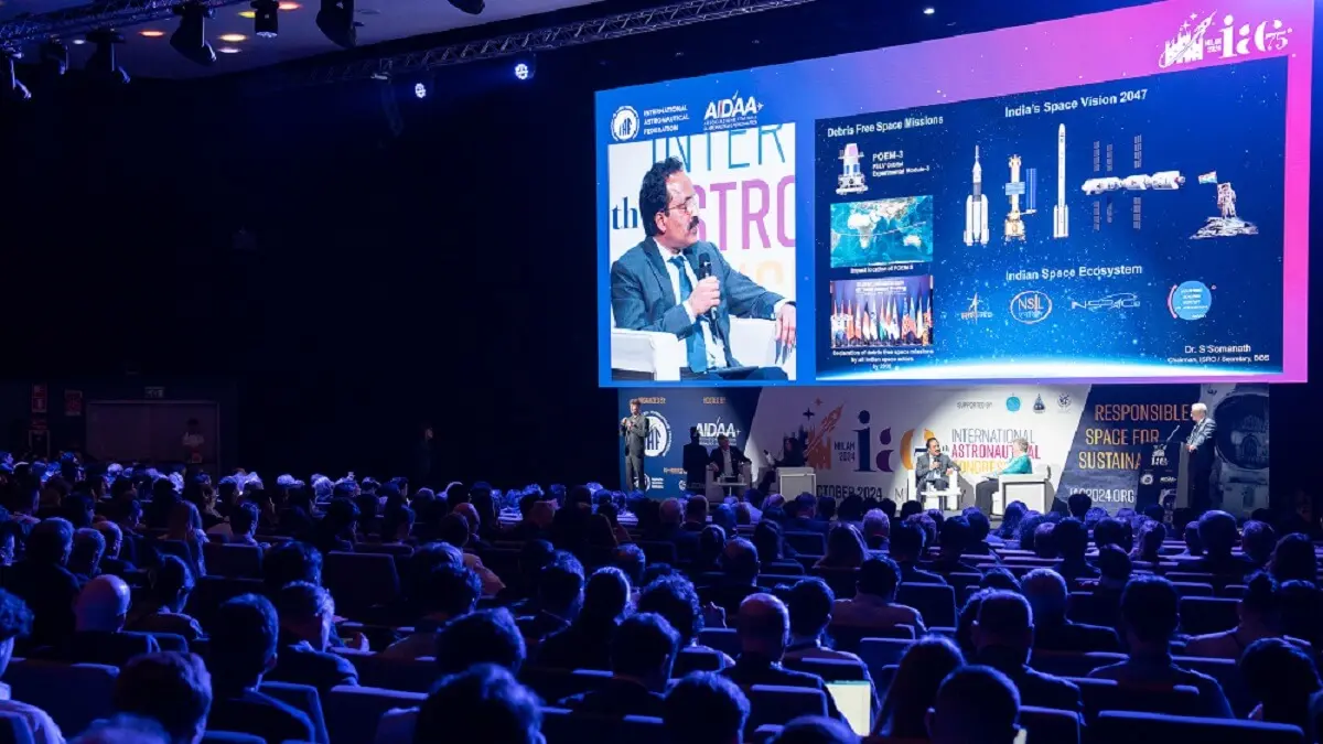 La Agencia Espacial de India trabaja en poner astronautas en el espacio en 2026, contar con su estación espacial en 2030 y pisar la Luna en la década de 2040, ha anticipado en Milán su presidente, Sreedhara Somanath - PHOTO/Iafastro-IAC 2024