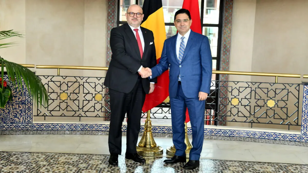 <p>Nasser Bourita, ministro de Asuntos Exteriores, y Bernard Quintin, ministro belga de Asuntos Exteriores y Asuntos Instituciones Europeas - PHOTO/DIPLOMACIA MARRUECOS</p>