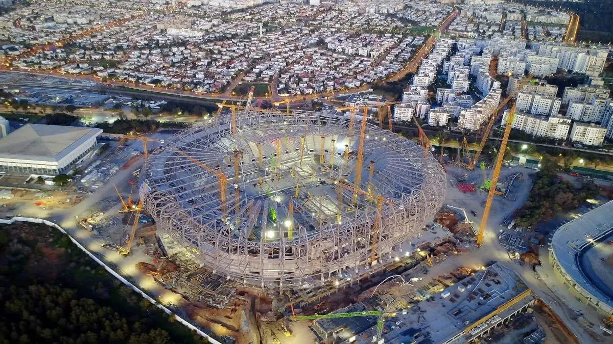 Obras del estadio Moulay Abdallah en Rabat, Marruecos, con capacidad para 65.000 espectadores - PHOTO/ @worldstadium_FR