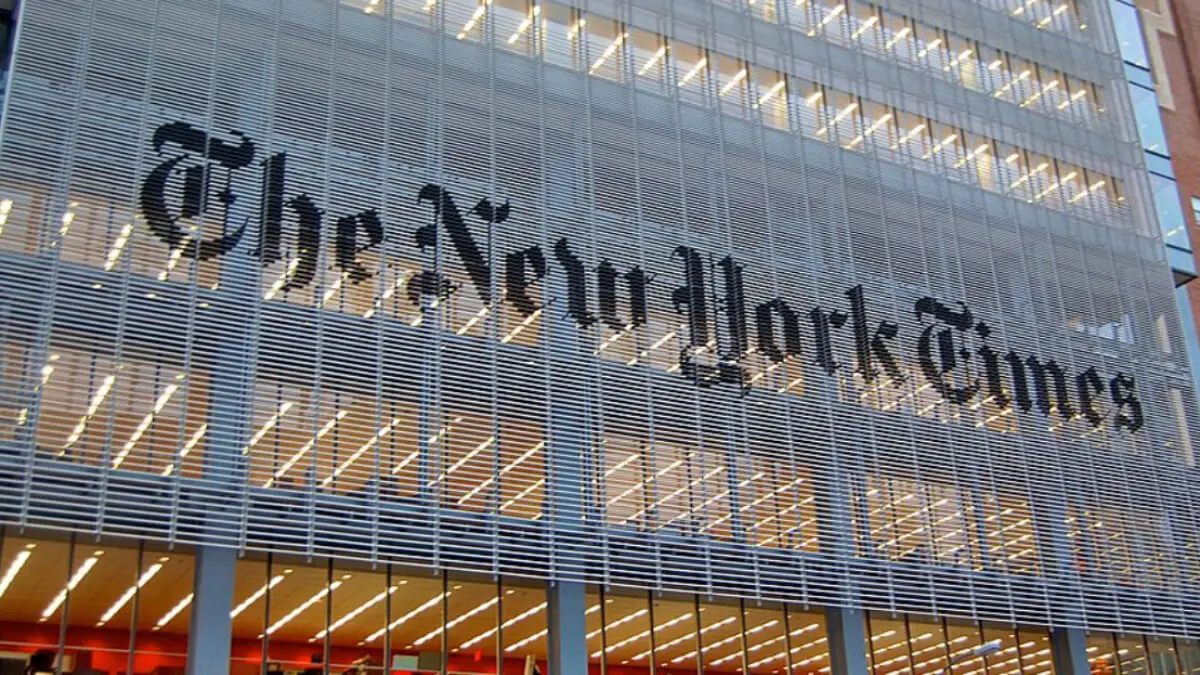 Fachada de las oficinas del The New York Times, en Nueva York, Estados Unidos