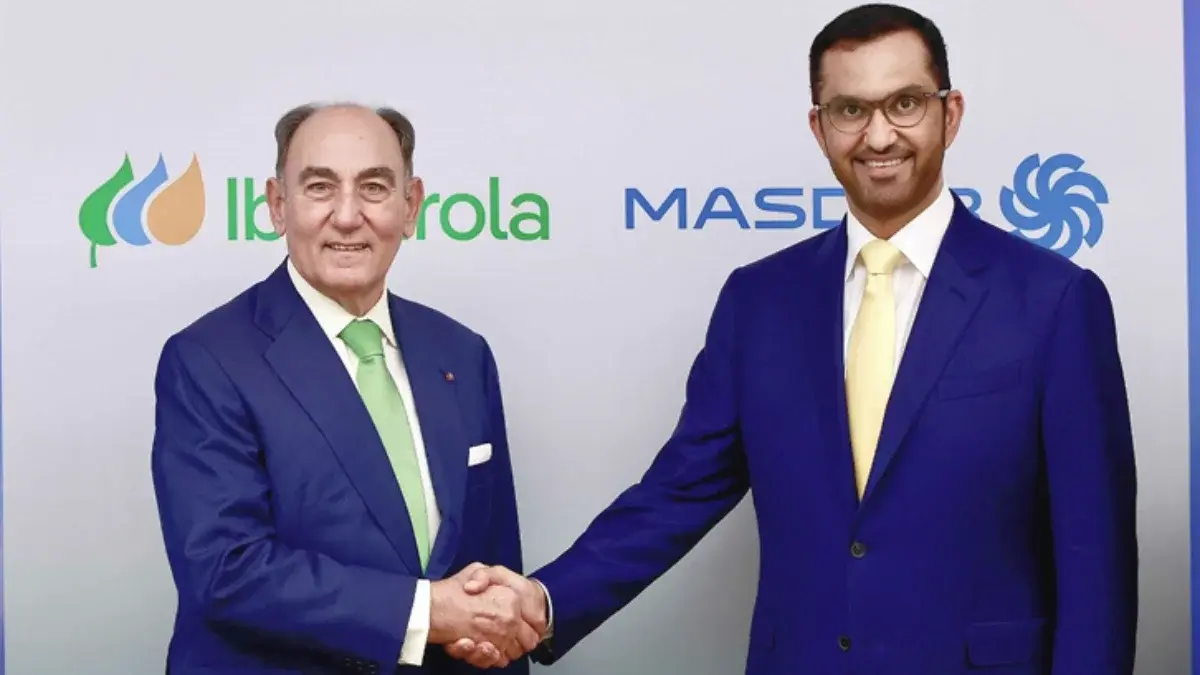Ignacio Galán, presidente de Iberdrola, junto a su excelencia el Dr. Sultan Al-Jaber, ministro de Industria y Tecnología Avanzada de los EAU y presidente de Masdar