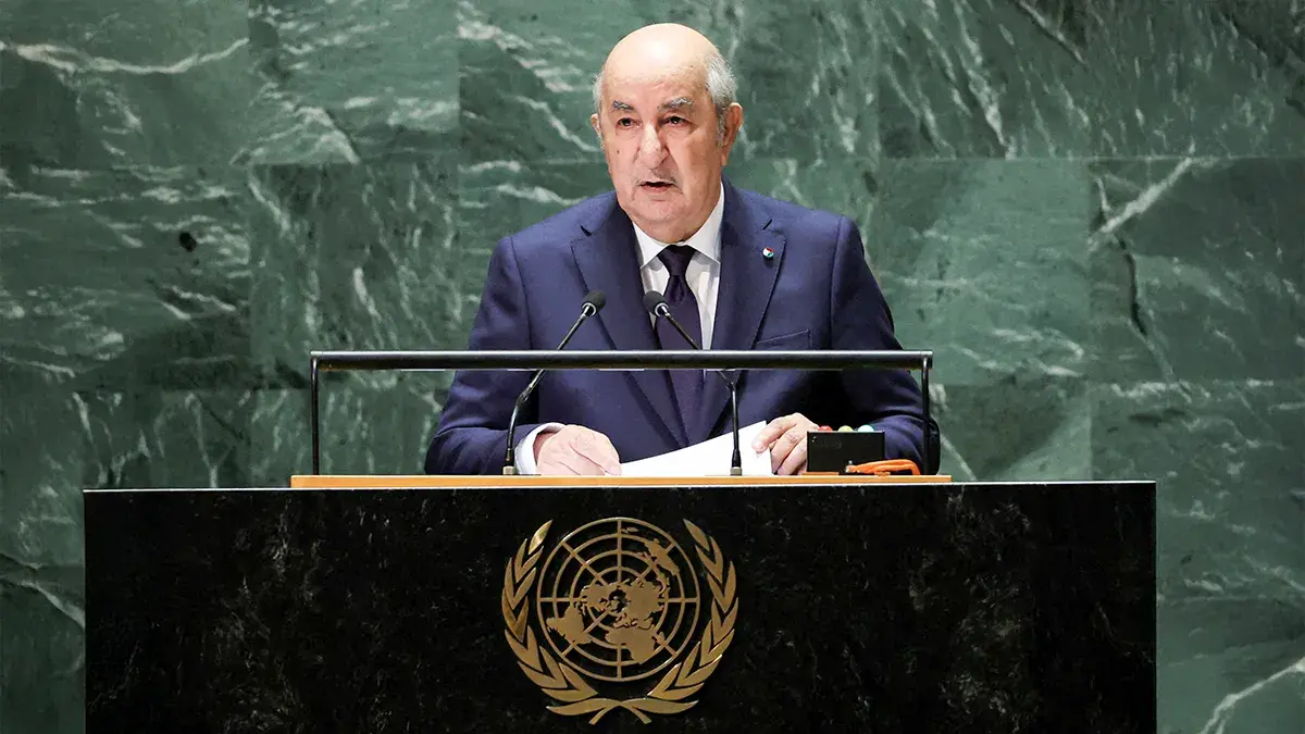 El presidente de Argelia, Abdelmadjid Tebboune, se dirige a la 78.&ordf; sesi&oacute;n de la Asamblea General de la ONU en Nueva York, EE. UU., el 19 de septiembre de 2023 - REUTERS/ MIKE SEGAR