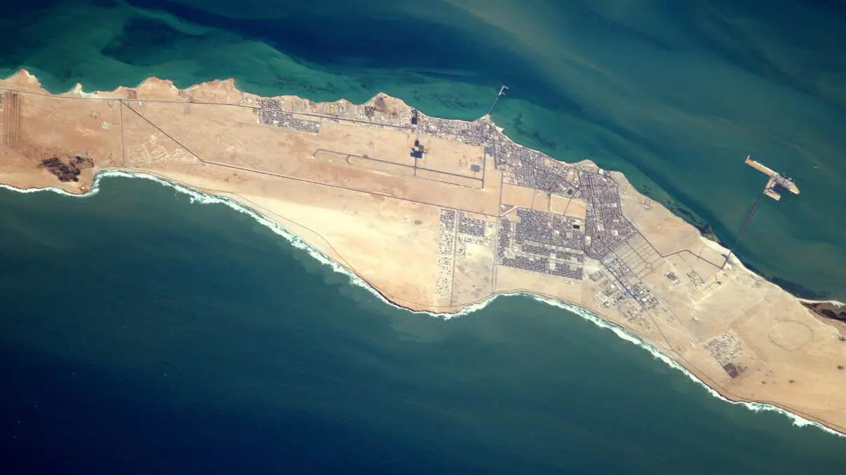 Imagen a&eacute;rea de las obras de construcci&oacute;n del Puerto Atl&aacute;ntico de Dajla - PHOTO/Centro Regional de Inversiones de Dakhla-Oued Eddahab
