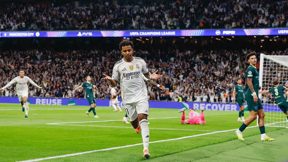 <p>Rodrygo, del Real Madrid, celebra el primer gol de su equipo - PHOTO/ Action Images v&iacute;a Reuters/Andrew Couldridge&nbsp;</p>
