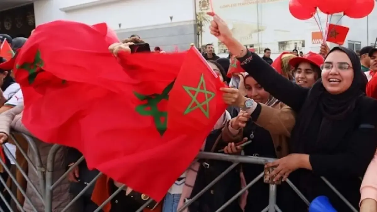 Celebraci&oacute;n de aficionados de Marruecos