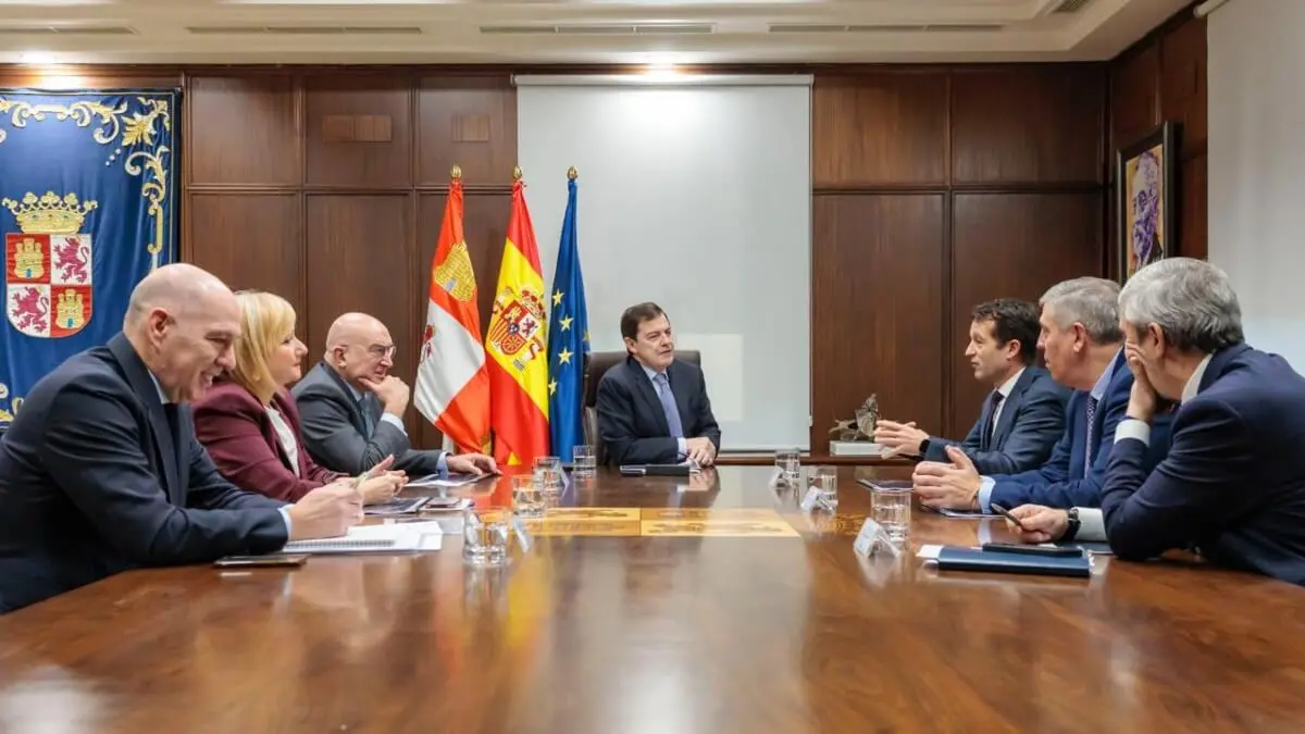 Los responsables de Indra presentaron el plan de expansi&oacute;n al presidente de la Junta de Castilla y Le&oacute;n - PHOTO/INDRA