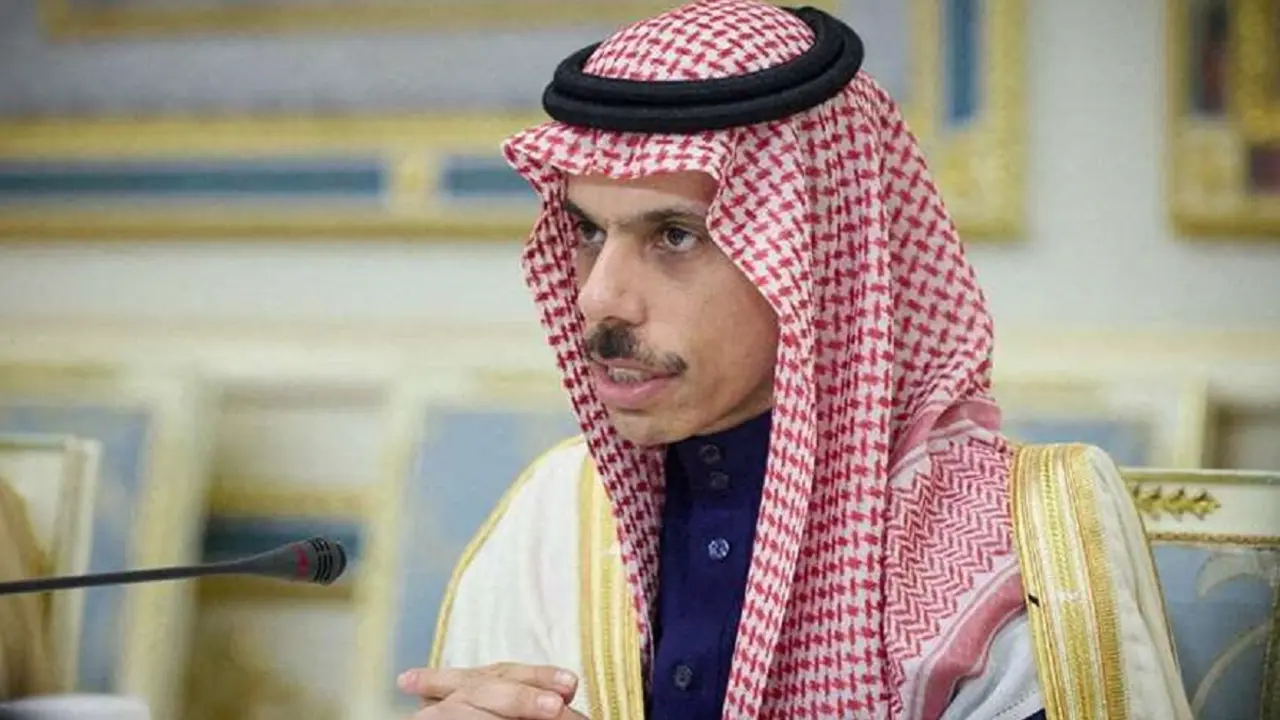 FILE PHOTO: Foreign Minister of the Kingdom of Saudi Arabia Prince Faisal bin Farhan Al Saud attends a meeting with Ukraine's President Volodymyr Zelenskiy, amid Russia's attack on Ukraine, in Kyiv, Ukraine February 26, 2023. Ukrainian Presidential Press Service/Handout via REUTERS ATTENTION EDITORS - THIS IMAGE HAS BEEN SUPPLIED BY A THIRD PARTY./File Photo