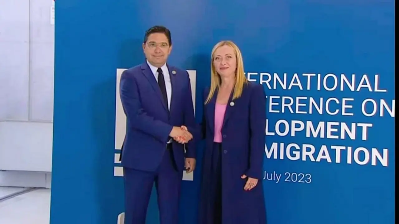 PHOTO/TWITTER/MAROC DIPLOMATIE/@MarocDiplomatie - El ministro de Asuntos Exteriores de Marruecos, Nasser Bourita, en la Conferencia Internacional sobre Desarrollo y Migraciones en Roma