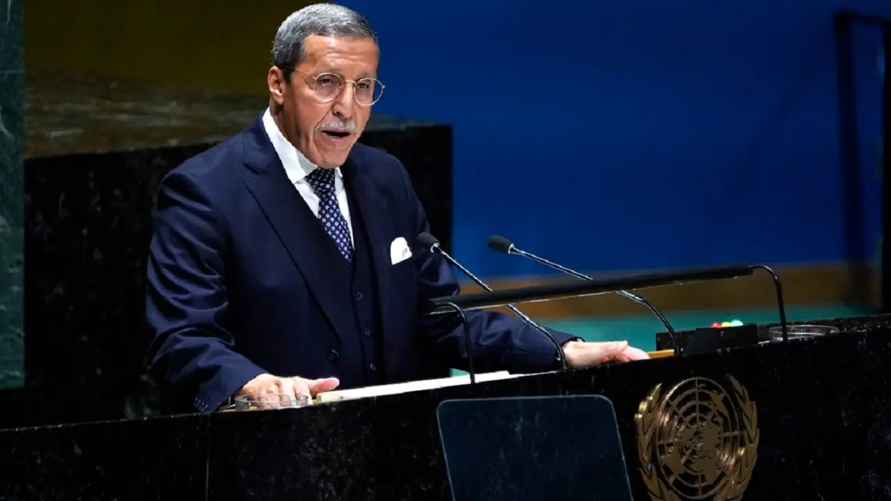 Omar Hilale habla en la Sede de las Naciones Unidas durante la 78ª Asamblea General de la ONU - PHOTO/JOHN LAMPARSKI/NURPHOTO/NURPHOTO VÍA AFP