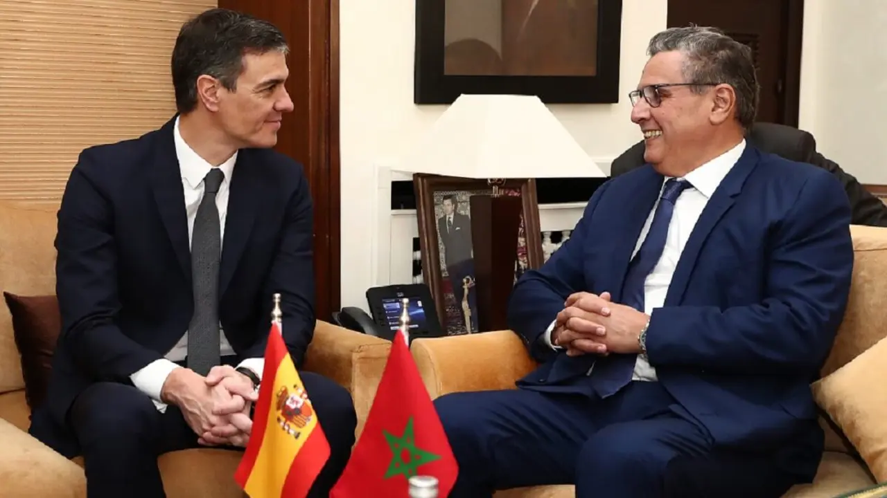 El presidente Pedro Sánchez con el primer ministro, Aziz Akhannouch - PHOTO/Pool Moncloa-Borja Puig de la Bellecasa