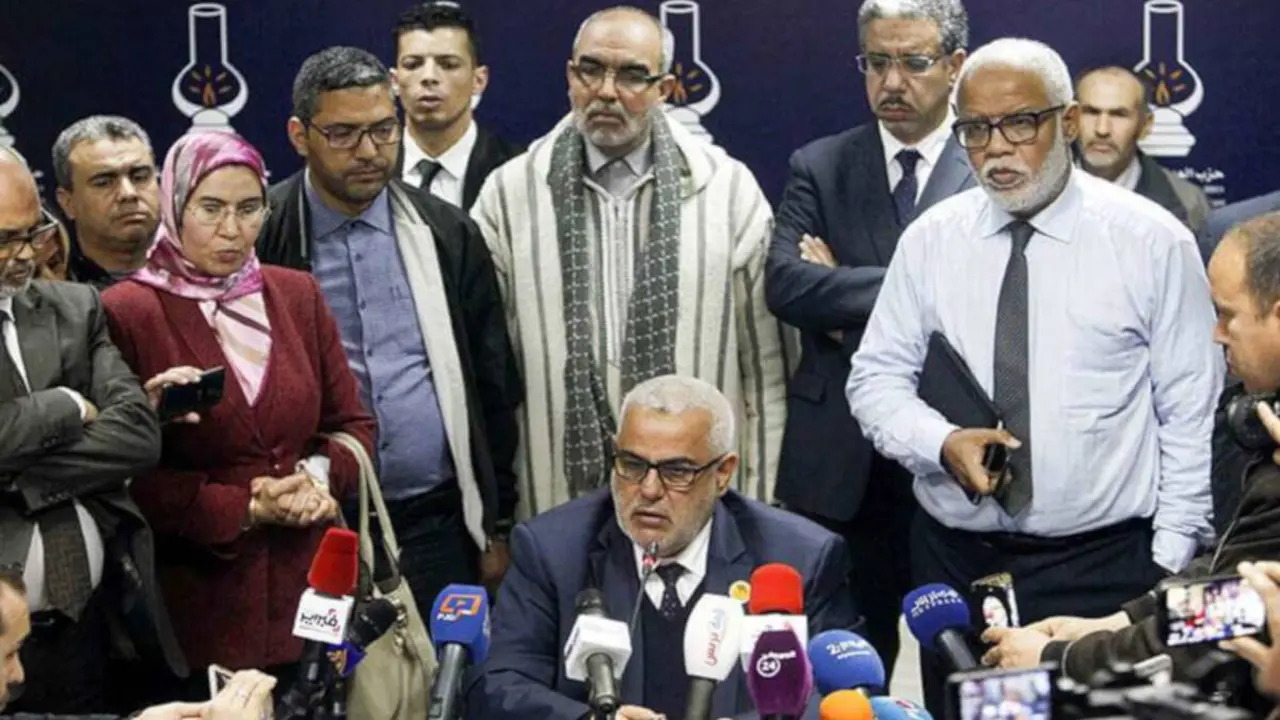 Rueda de prensa del secretario general del Partido Islamista Justicia y Desarrollo (PJD) de Marruecos, Abdelilah Benkirán y miembros del partido (PHOTO/ARCHIVO)