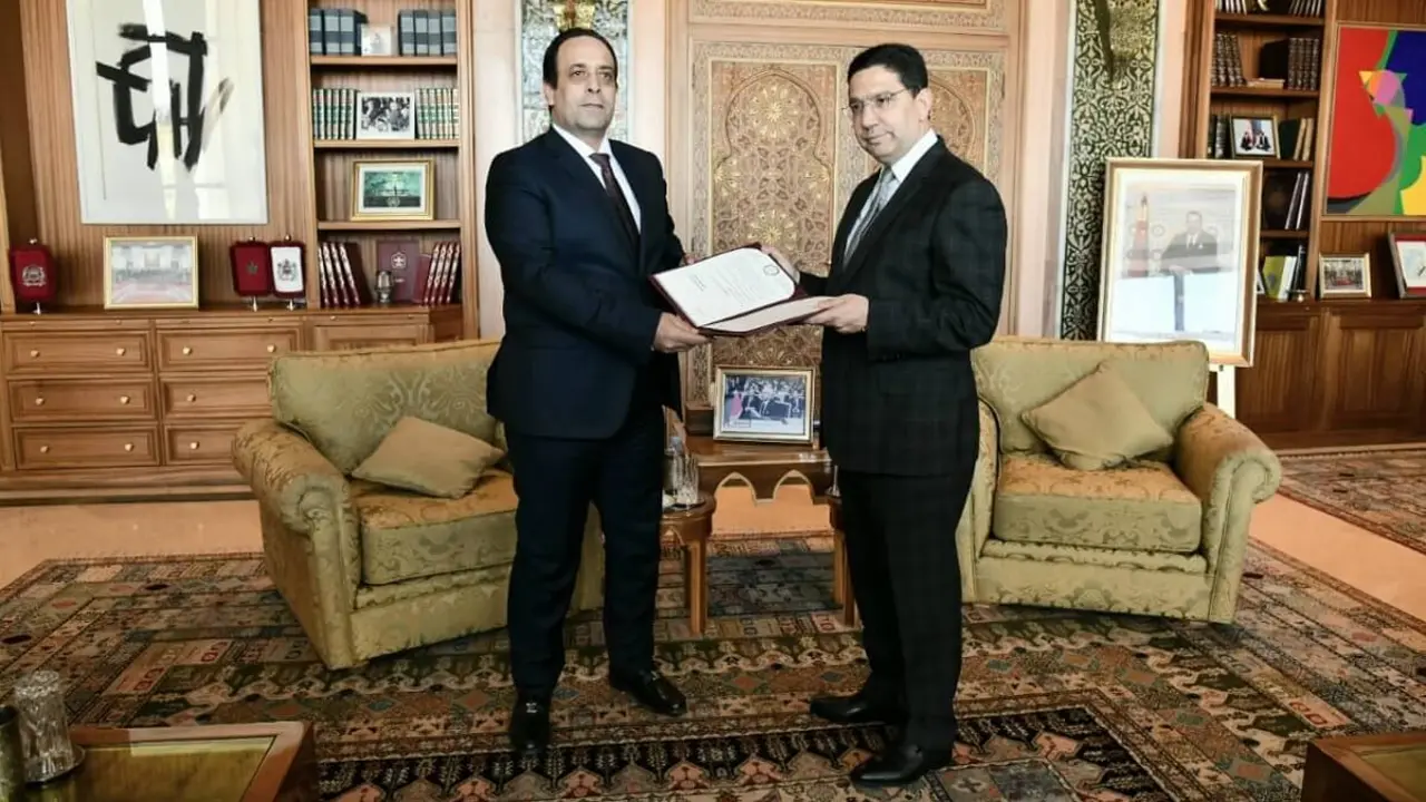 Sami al-Menfi y Nasser Bourita – PHOTO/X/MAROC DIPLOMATIE/@MarocDiplomatie