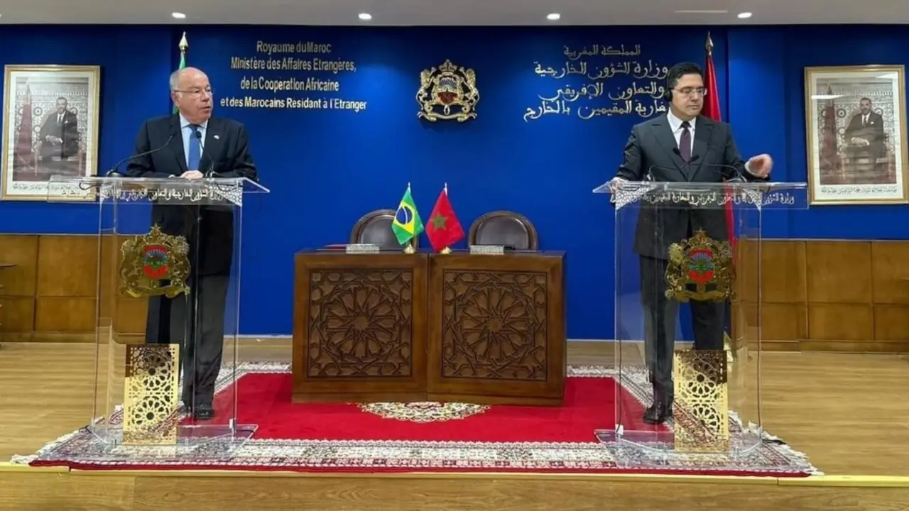 Rueda de prensa conjunta entre el ministro marroquí de Exteriores, Nasser Bourita, y su homólogo brasileño, Mauro Vieira - PHOTO/X/MAROCDIPLOMATIE