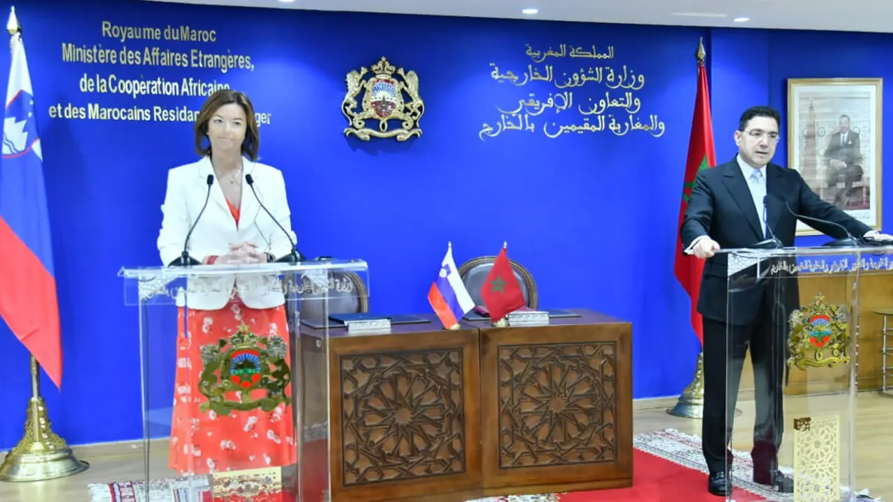 Conferencia de prensa conjunta entre Nasser Bourita y su homóloga eslovena, Tanja Fajon - PHOTO/@MarocDiplomatie