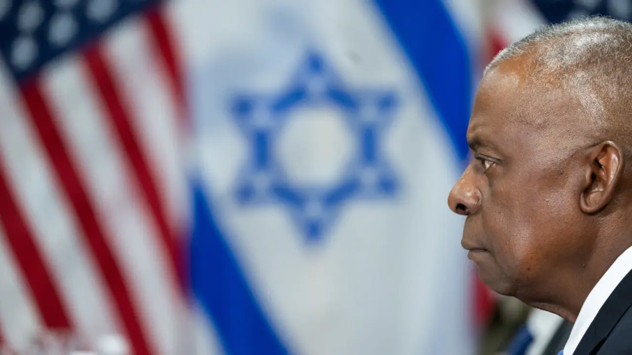 El secretario de Defensa de Estados Unidos, Lloyd Austin, durante una reunión con el ministro de Defensa israelí, Yoav Gallant, en el Pentágono en Washington, DC, el 25 de junio de 2024 -&nbsp;SAUL LOEB / AFP