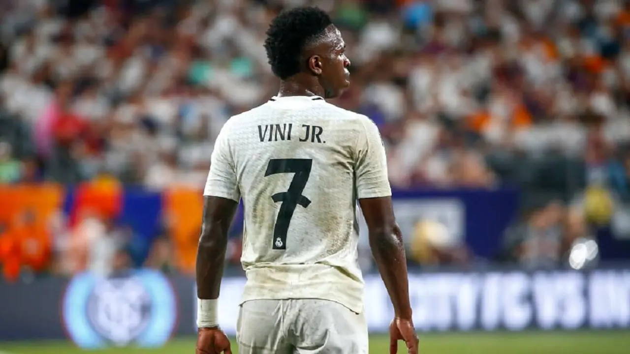 Vinicius Jr. del Real Madrid durante un partido contra el Barcelona, partido válido para el Soccer Champions Tour (partido amistoso) en el MetLife Stadium en East Rutherford este sábado, 3 de agosto de 2024 – PHOTO/William Volcov/BRAZIL PHOTO PRESS/Brazil Photo Press vía AFP