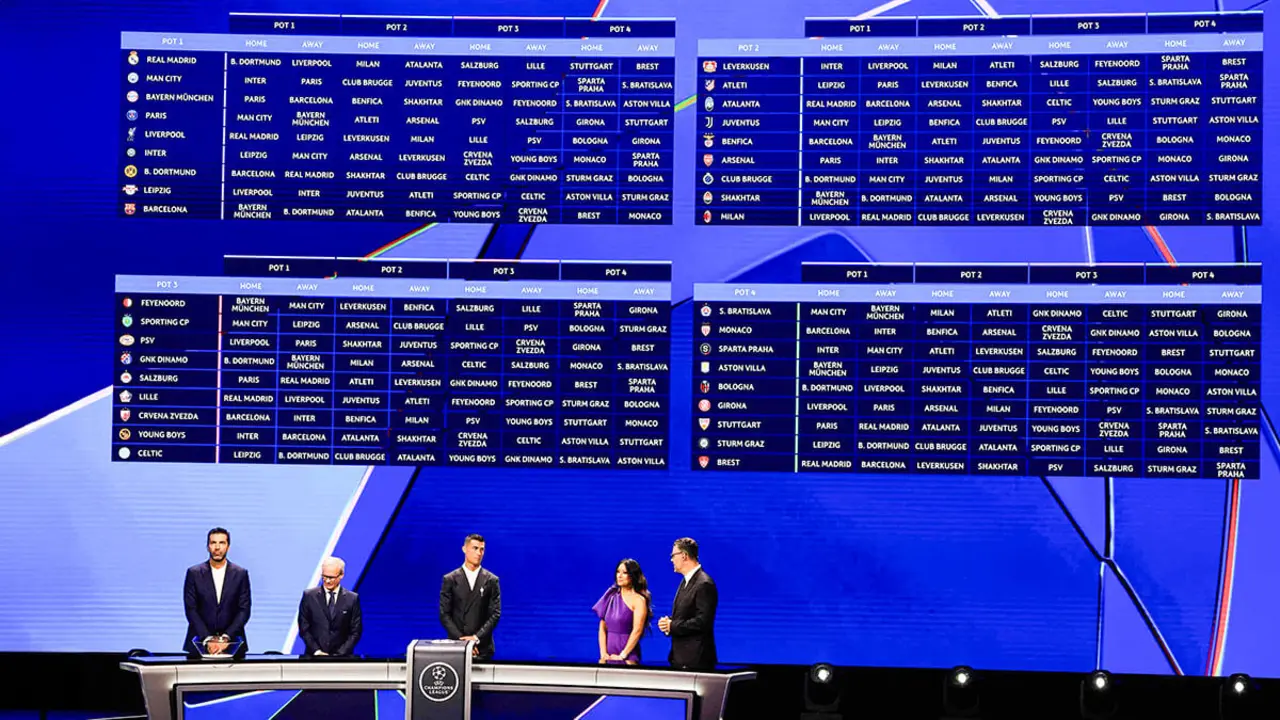 <p>Sorteo de la UEFA Champions League 2024-2025 en el Foro Grimaldi de Mónaco, el 29 de agosto de 2024  - AFP/ VALERY HACHE</p>
