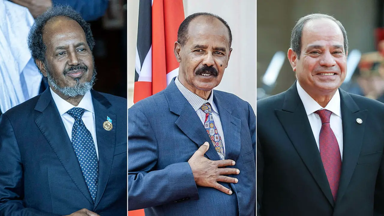 <p>Combinación de imágenes del &nbsp;presidente de Somalia, Hassan Sheikh Mohamud,el presidente de Eritrea, Isaias Afwerki, y del presidente de Egipto, Abdel Fattah al-Sisi - PHOTO/ AFP&nbsp;</p>
