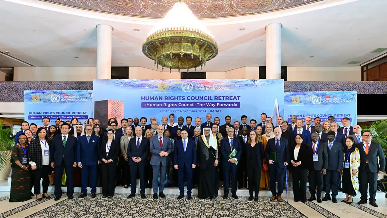<p>Foto de familia reunión anual del Comité de Derechos Humanos de la Organización de Naciones Unidas (ONU) en Rabat - PHOTO/@MarocDiplomatie&nbsp;</p>
