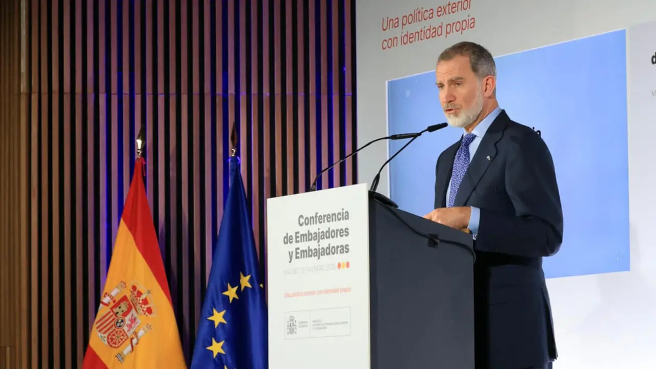 El rey Felipe VI durante la IX Conferencia de Embajadores y Embajadoras de España el 14 de enero de 2025 - PHOTO/CASA REAL
