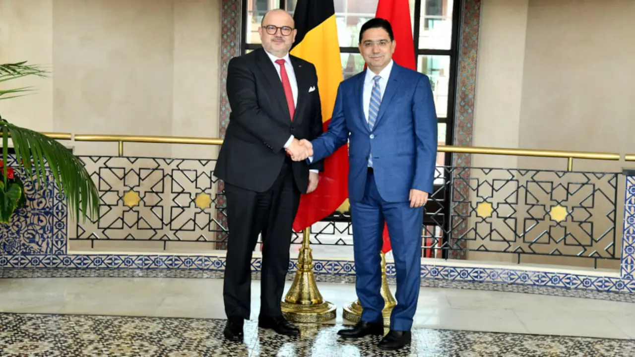 <p>Nasser Bourita, ministro de Asuntos Exteriores, y Bernard Quintin, ministro belga de Asuntos Exteriores y Asuntos Instituciones Europeas - PHOTO/DIPLOMACIA MARRUECOS</p>
