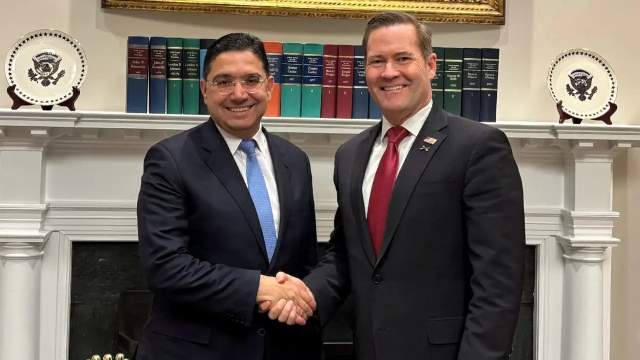 El ministro de Asuntos Exteriores de Marruecos, Nasser Bourita, en Washington con Mike Waltz, asesor de Seguridad Nacional del presidente de Estados Unidos - PHOTO/X/@@Marocdiplo_ES