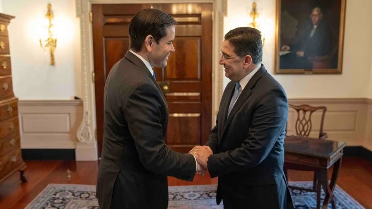 Marco Rubio, secretario de Estado de Estados Unidos, y Nasser Bourita, ministro de Asuntos Exteriores de Marruecos - PHOTO/X/@MarocDiplomatie
