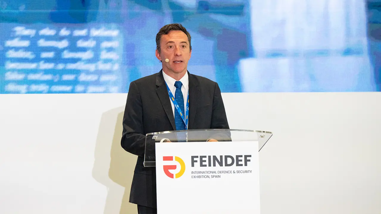 Ricardo Domínguez García-Baquero, presidente de Navantia, en la feria de defensa FEINDEF - PHOTO/ATALAYAR/GUILLERMO LÓPEZ