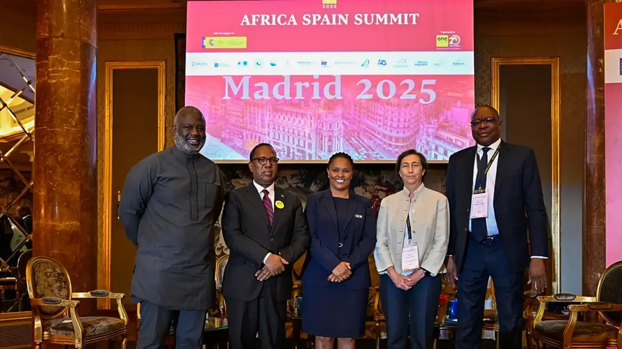 Foto de familia de los integrantes de la mesa sobre el fortalecimiento de las relaciones estratégicas entre España y África - PHOTO/Gema López