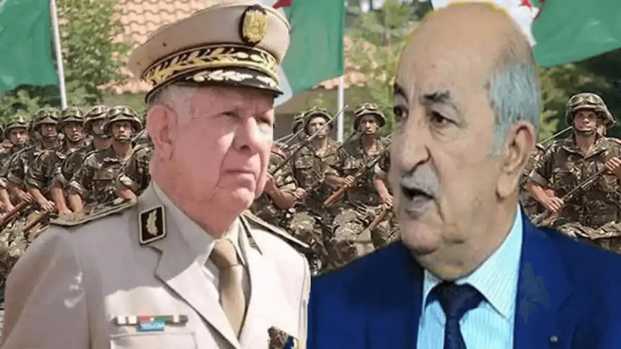 El presidente de Argelia, Abdelmajid Tebboune, y el jefe del Estado Mayor del Ej&eacute;rcito Nacional Popular de Argelia, Sa&iuml;d Chengriha