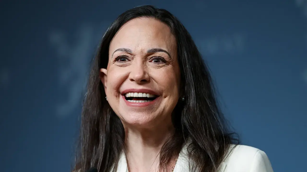 La ganadora del Premio Nobel de la Paz y l&iacute;der de la oposici&oacute;n venezolana, Mar&iacute;a Corina Machado - REUTERS/ LEONHARD FOEGER