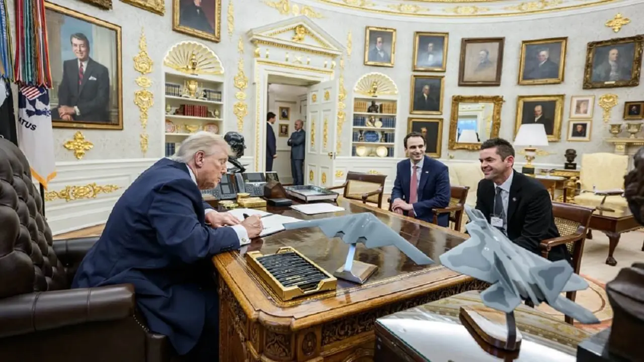 El nuevo m&aacute;ximo responsable de la NASA, Jared Isaacman (izquierda), presencia el momento en que Trump firma la orden ejecutiva que determina las grandes prioridades de la Casa Blanca en materia espacial -&nbsp;PHOTO/Rookisaacman X