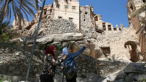 Pueblo de Misfat al-Abriyeen, situado en las escarpaduras del Gran Cañón de Omán - AFP/ MOHAMMED MAHJOUB