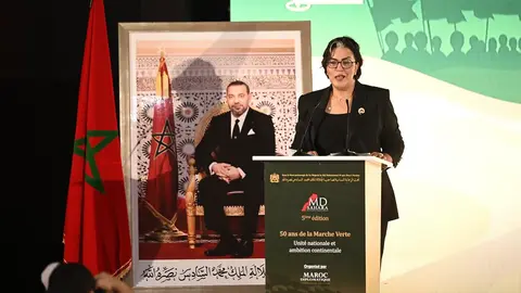 Souad Mekkaoui, presidenta fundadora del Foro MD Sahara celebrado en Dajla, Marruecos